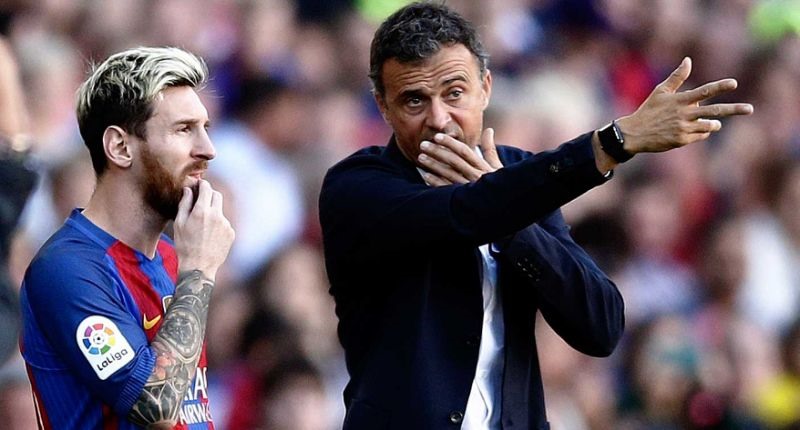 HLV Enrique từng có bất đồng với Messi trong thời gian dẫn dắt Barca. Ảnh Yahoo! Sports