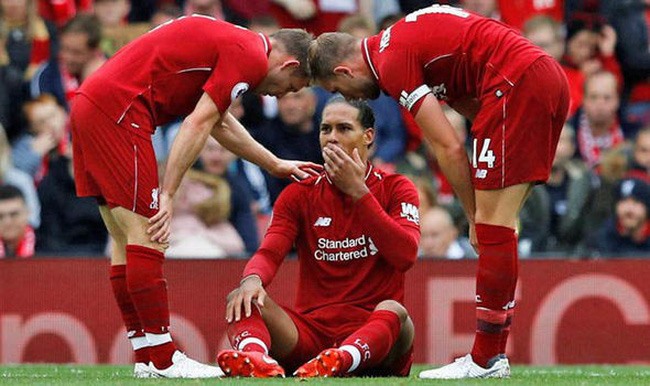 Van Dijk chấn thương trong trận Liverpool gặp Tottenham.
