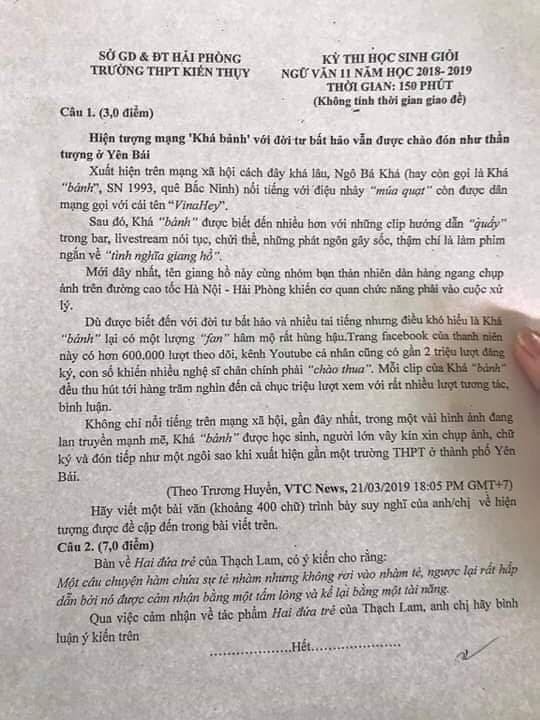 Đề thi HSG của trường THPT Kiến Thụy (Hải Phòng)