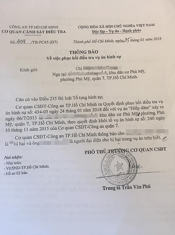 Quyết định khởi tố bị can. Ảnh: H.H