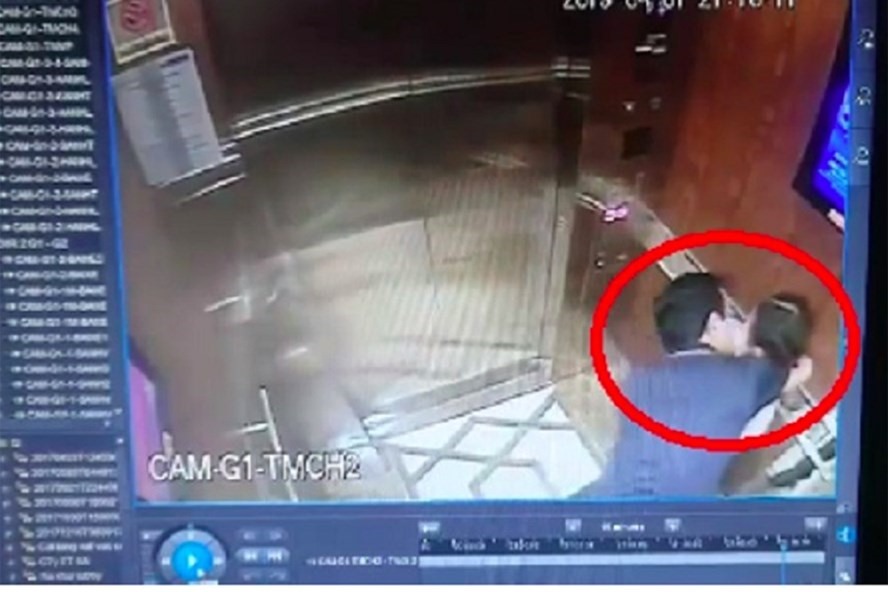Hình ảnh ông Linh có hành vi dâm ô bé gái được trích xuất từ camera chung cư. 