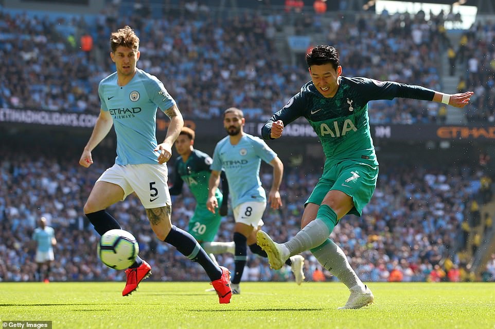 Son Heung-min không thể tiếp lục ghi bàn vào lưới của Man City. Ảnh: Getty Images.