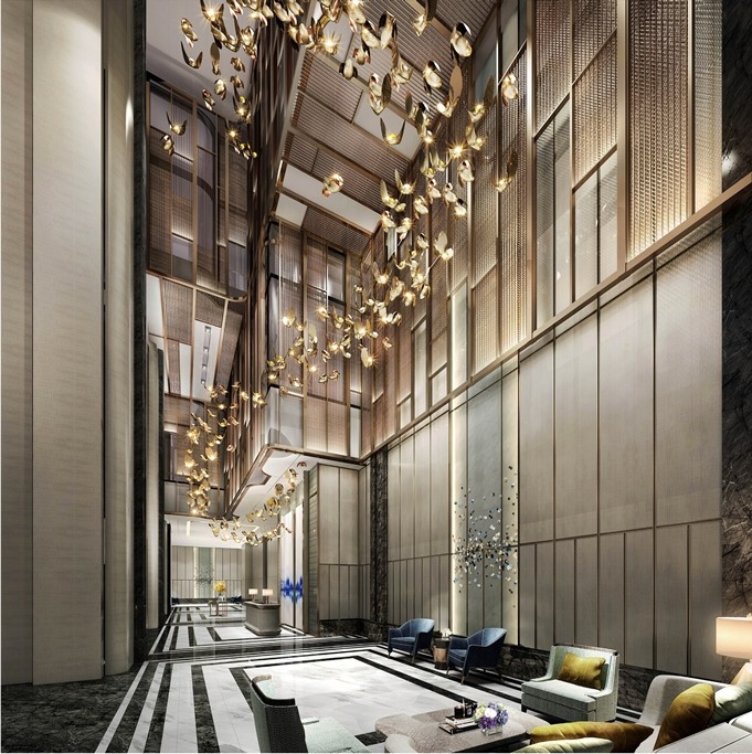 Sảnh đón tiếp của Vinpearl Luxury Landmark 81 sở hữu kiến trúc độc đáo, thời thượng