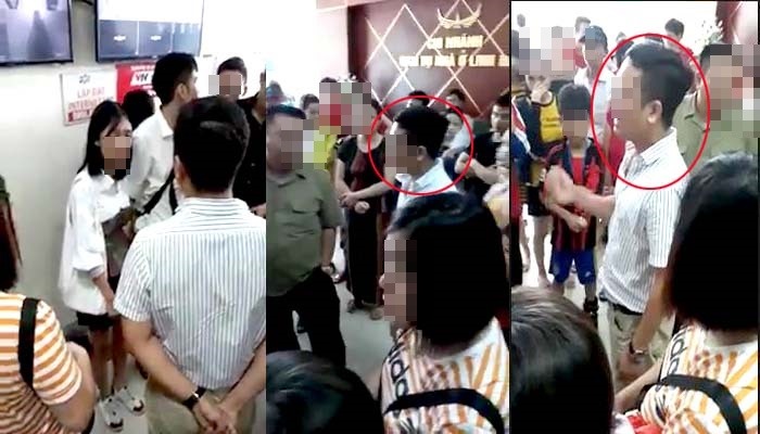 Người đàn ông sơ vin mặc áo kẻ đã có hành vi sờ đùi co gái mặc áo trắng. Tuy nhiên người này đã một mực chối cãi và chỉ đến khi xem lại hình ảnh từ camera an ninh, thì người này mới nhận lỗi.