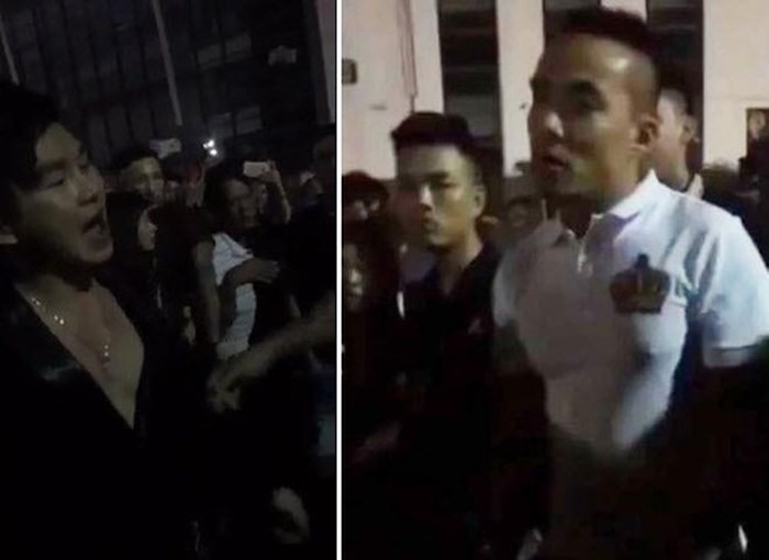 Hình ảnh Du Thiên và nhóm thanh niên xô xát sau sân khấu được ghi lại trong đoạn clip