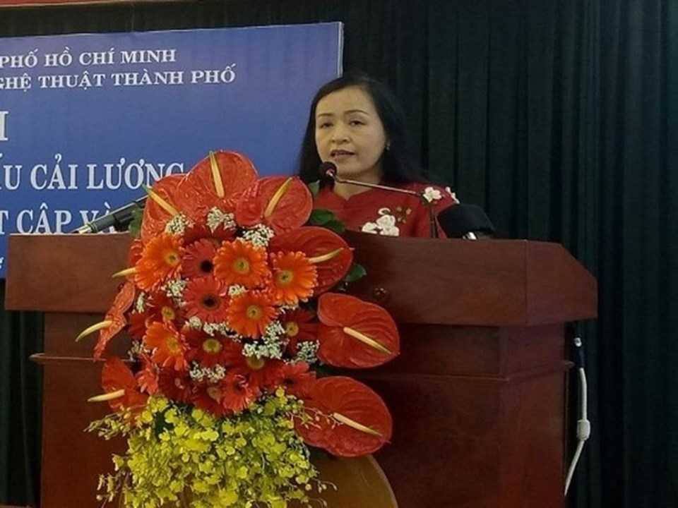 Nghệ sĩ Hải Phượng phát biểu tại buổi tọa đàm. Nghệ sĩ Hải Phượng phát biểu tại buổi tọa đàm.