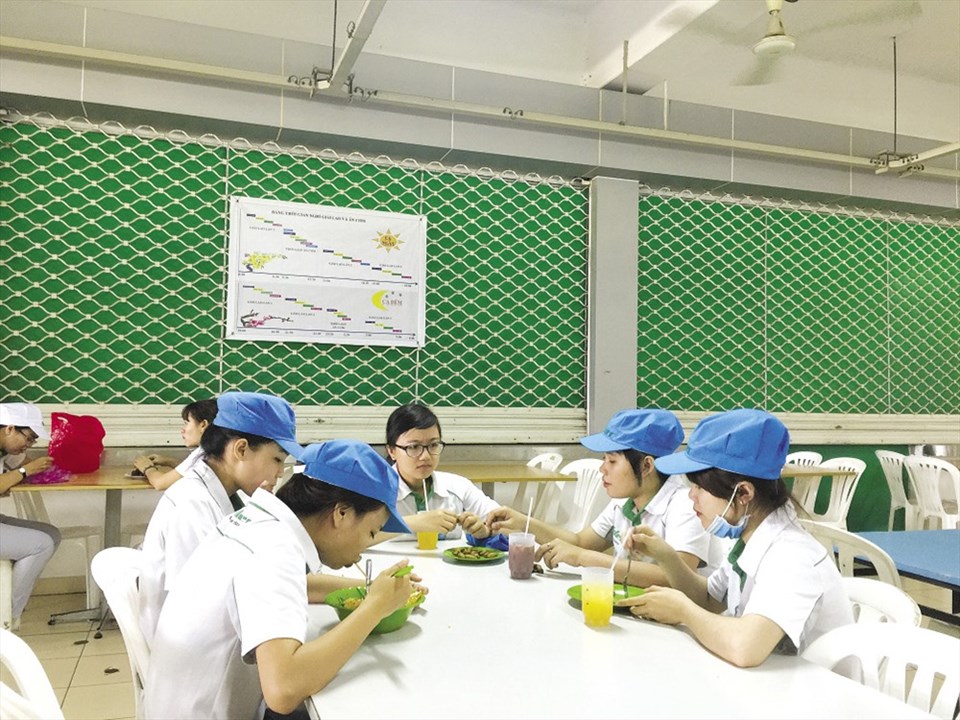 Bữa ăn sáng ở nhà ăn của Cty Nidec Việt Nam - Ảnh: L.T Bữa ăn sáng ở nhà ăn của Cty Nidec Việt Nam - Ảnh: L.T