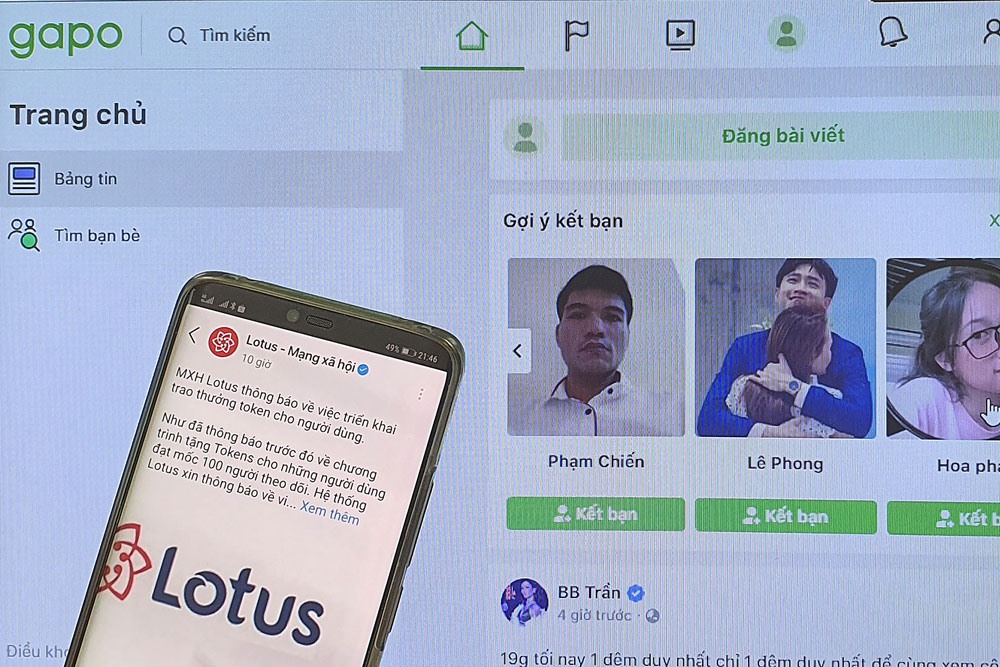 Trong khi mạng x&atilde; hội Gapo đ&atilde; ra mắt cả hai phi&ecirc;n bản di động v&agrave; m&aacute;y t&iacute;nh th&igrave; Lotus mới chỉ sử dụng được phi&ecirc;n bản di động. Ảnh: PK