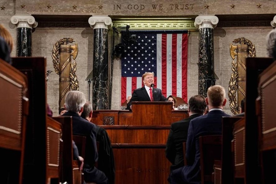 Tổng thống Donald Trump đọc Thông điệp Liên bang hôm 5.2.2019. Ảnh: AFP