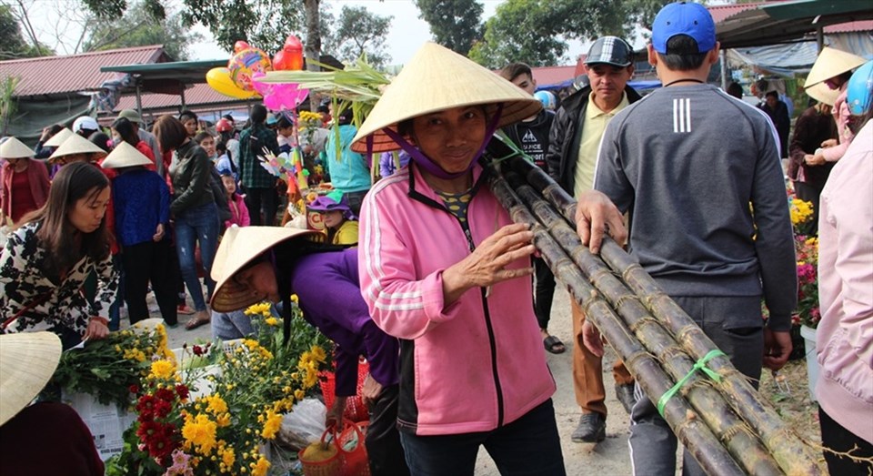 Người phụ nữ vác mía từ chợ về. Người phụ nữ vác mía từ chợ về.