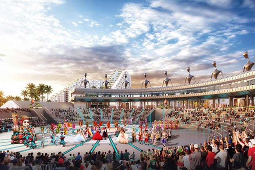 Tổ hợp vui chơi giải trí cao cấp đầu tiên tại Cam Ranh mang tên The Arena ra đời trong bối cảnh các khu nghỉ dưỡng khu vực Bãi Dài rất phát triển. Ảnh: P.V