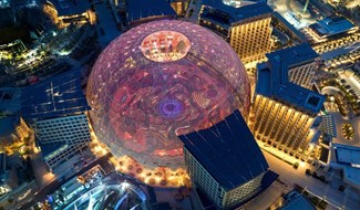 Khu tổ hợp EXPO 2020 Dubai nhìn từ trên cao. Ảnh: BTC