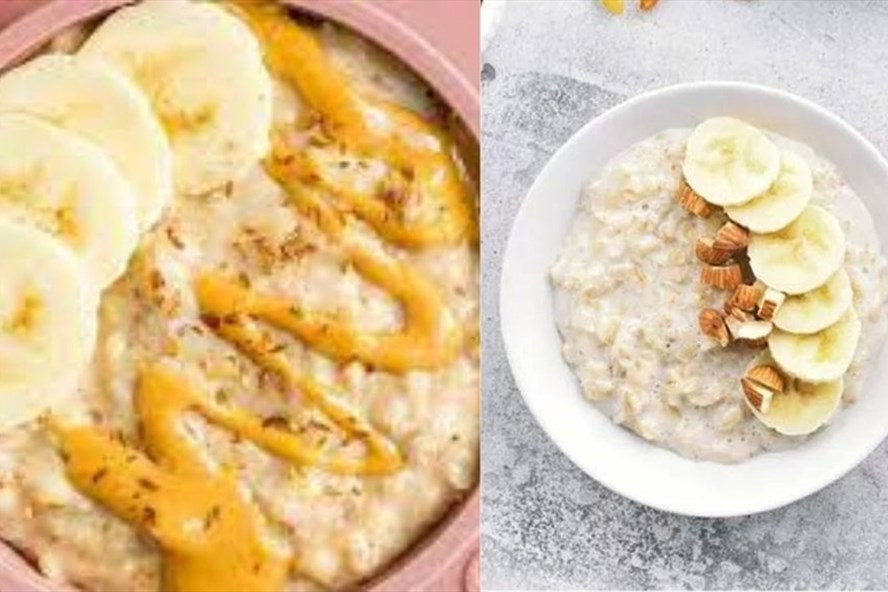 Ăn cháo yến mạch đậu phộng vào bữa sáng giúp tăng cân lành mạnh. Đồ họa: Thanh Ngọc
